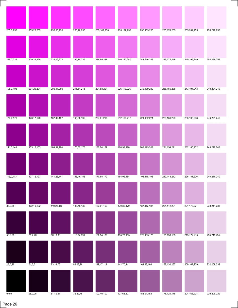 purple colour chart
